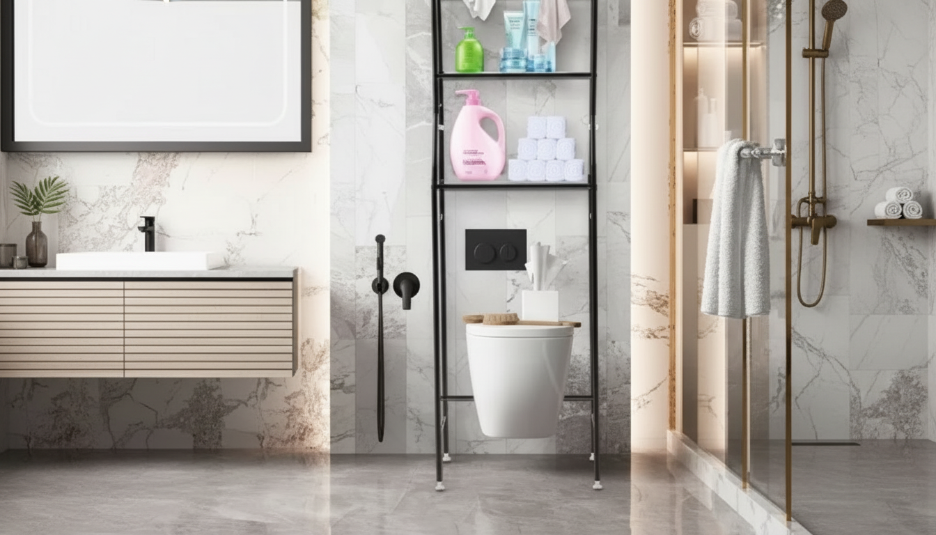 3-Tier Metal Over-Toilet Shelf: Storage for Small Baths