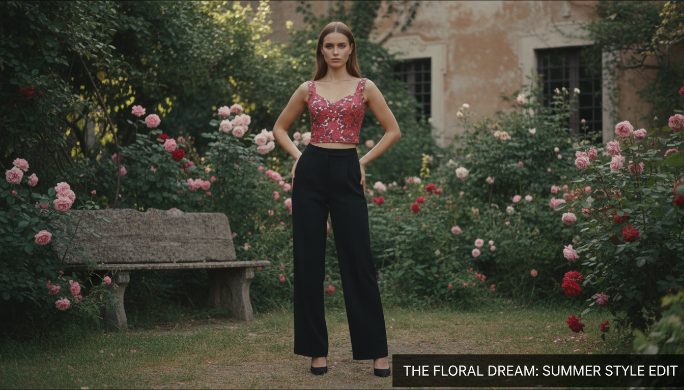 How to Style a Pink Floral Brocade Cropped Top