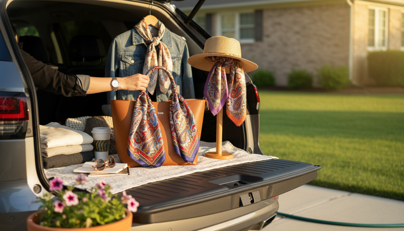 Paisley Silk Scarf Styling: Neck, Hair & Bag Ideas