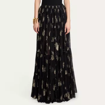 Chloé Floral Silk Skirt with Underskirt: Drape & Ease